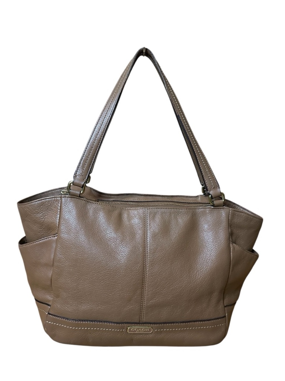 Coach British Tan Carrie Shoulder Tote with Brass Hardware  Style F23284